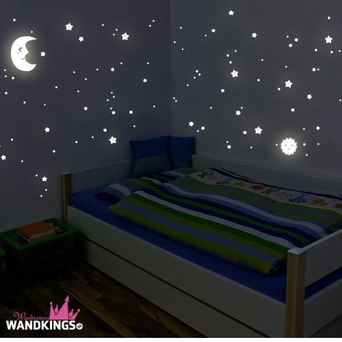 Adhesivos de pared luminosos de Wandkings "Sol, luna y estrellas Juego XL"