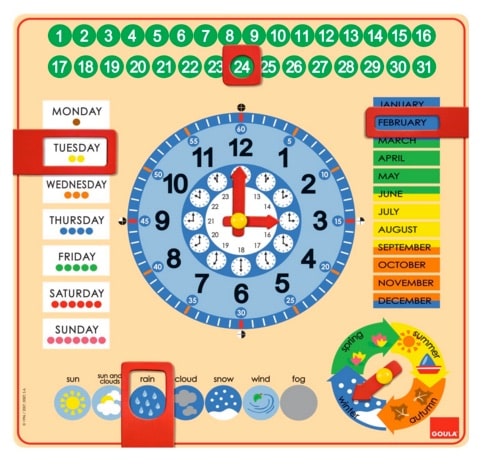 Goula - Reloj y calendario en inglés