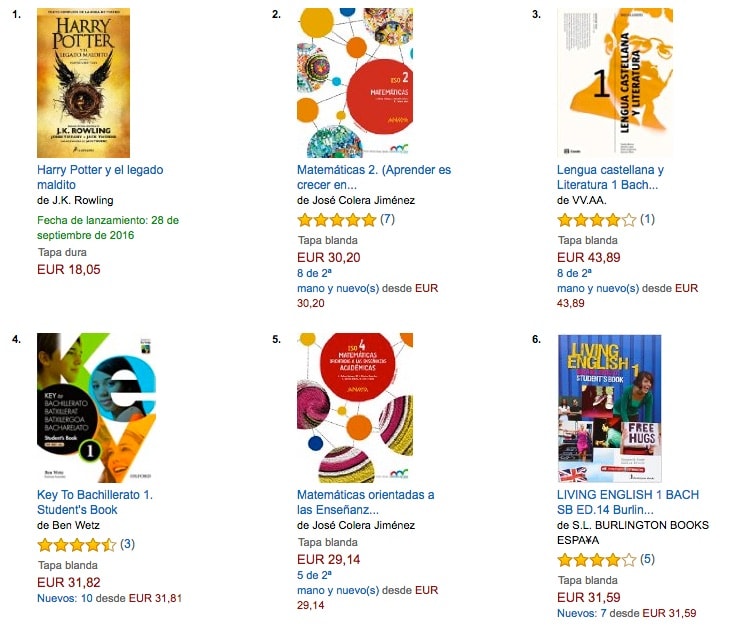 Libros más vendidos en Amazon España