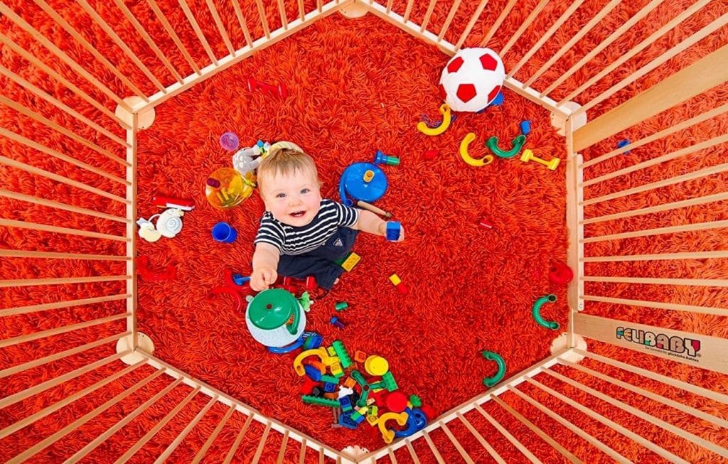 Felibaby Strolch - Parque de juegos para bebés y niños adaptado al crecimiento de madera de haya maciza