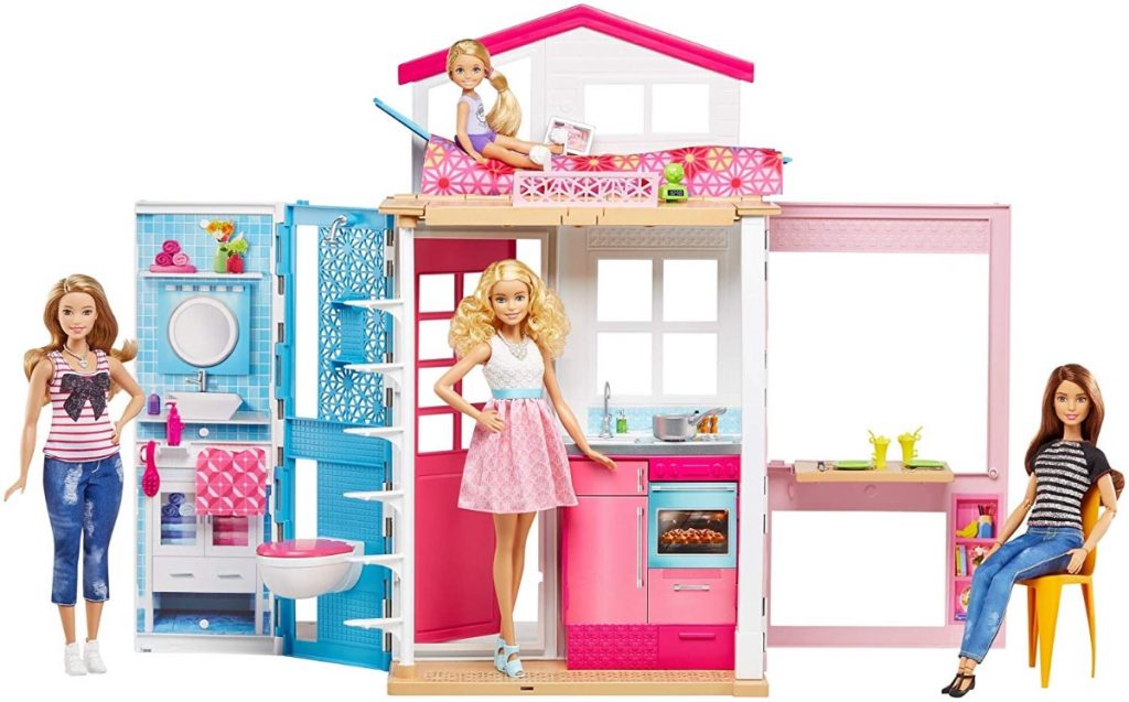 Casa de dos pisos transportable de Barbie - Con muñeca incluida (Mattel DVV48)