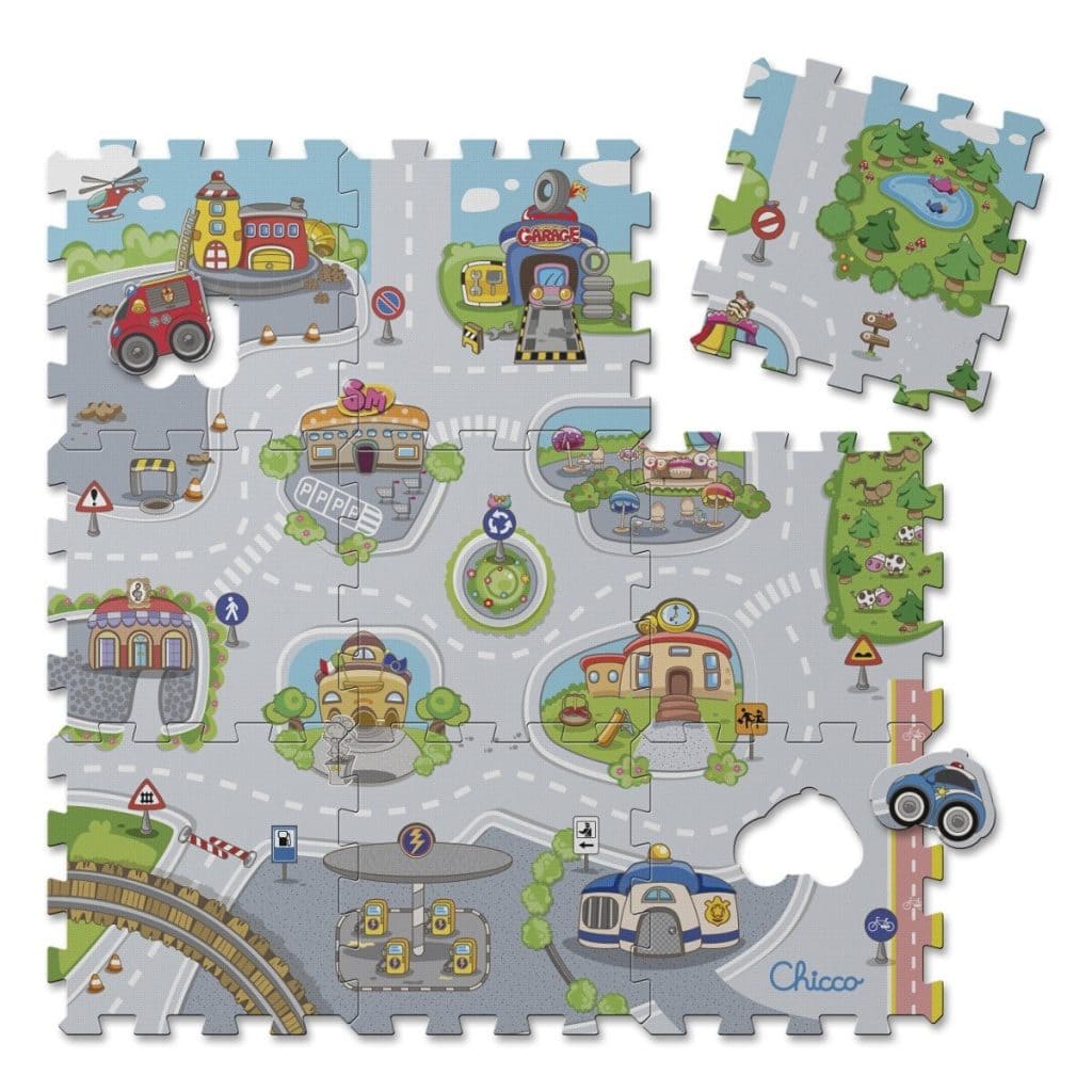 Alfombra puzzle con diseño de ciudad de Chicco