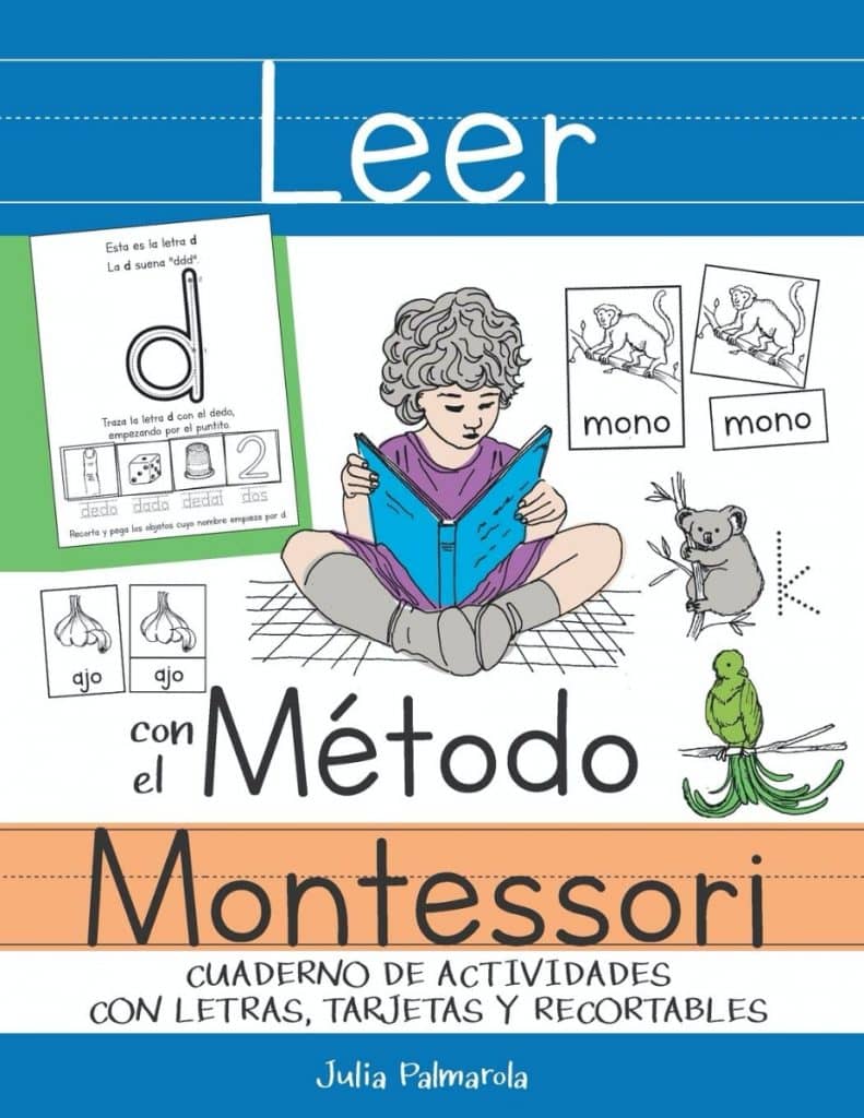 Leer con el Método Montessori: Cuaderno de actividades con letras, tarjetas y recortables