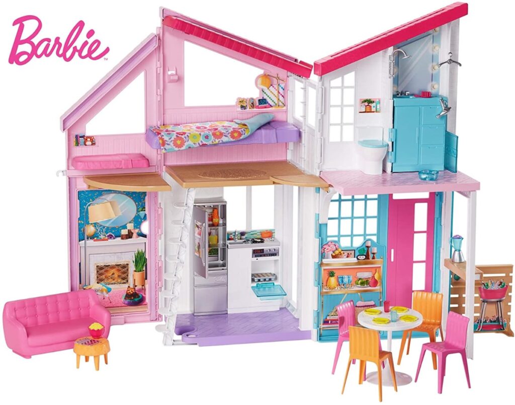 Barbie Casa de Muñecas Malibú - Casa Transformable de 2 Plantas con 6 Habitaciones