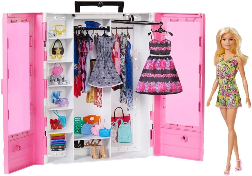 Barbie Fashionista - Armario con muñeca incluida, ropa, complementos y accesorios