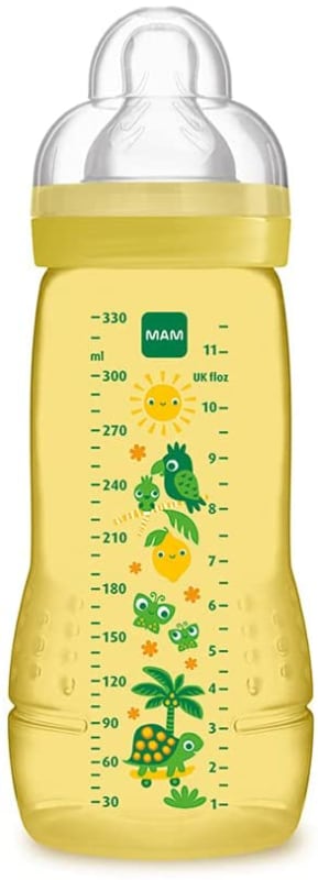 Biberón grande para niños y bebés Mam de 330 ml, edad +4 meses (para cereales o papilla)